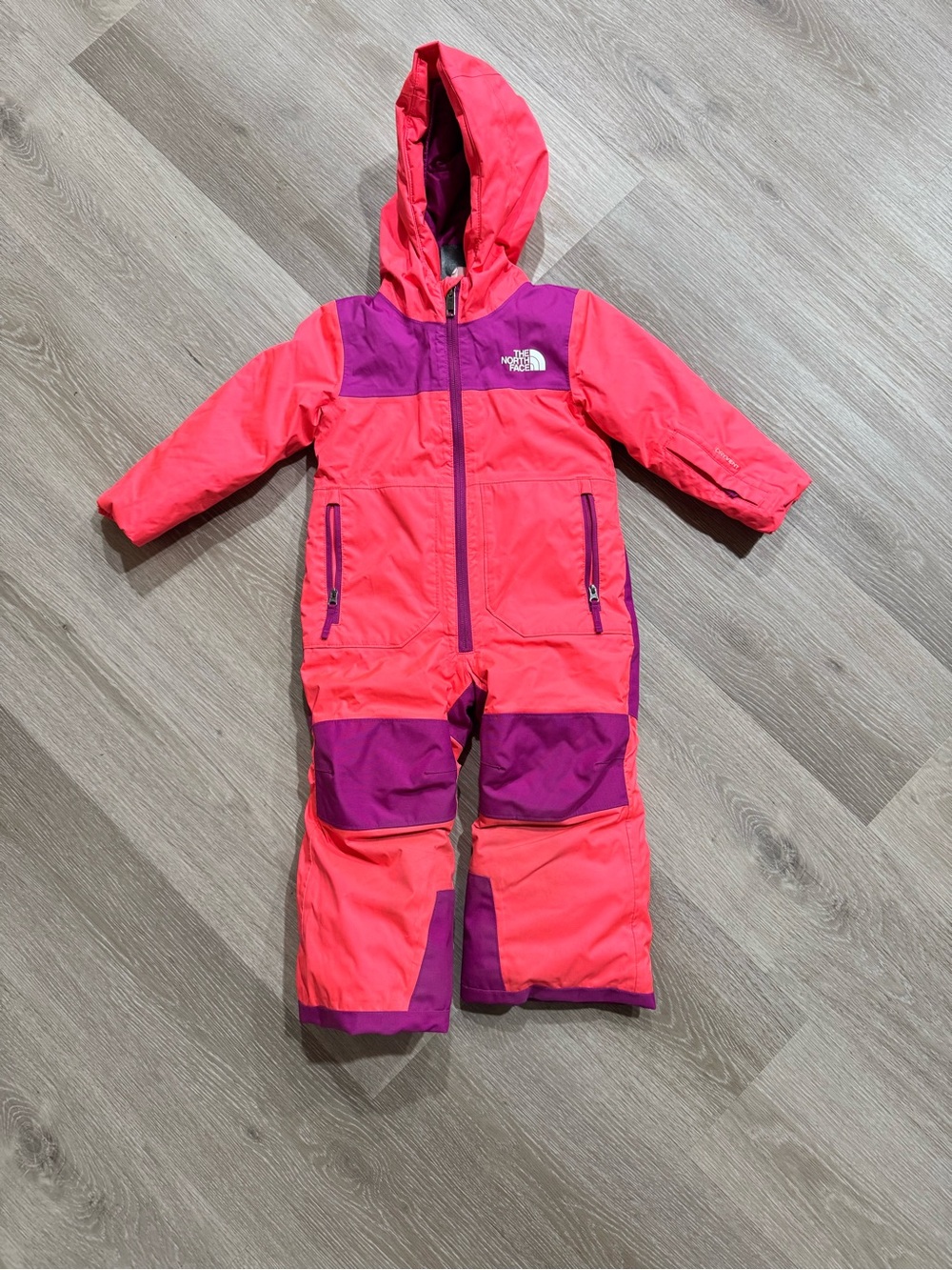 The North Face Pink and Purple Kids' Insulated One-Piece Snow Suit